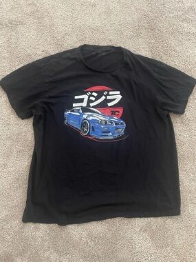TunerCult Nissan Skyline GTR R34 Godzilla JDM Graphic Tee - Black/Blue/Red